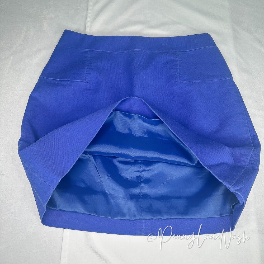 J.Crew Double Serge Cotton A Line Mini Skirt Size 4 Brilliant Blue - Picture 4 of 10